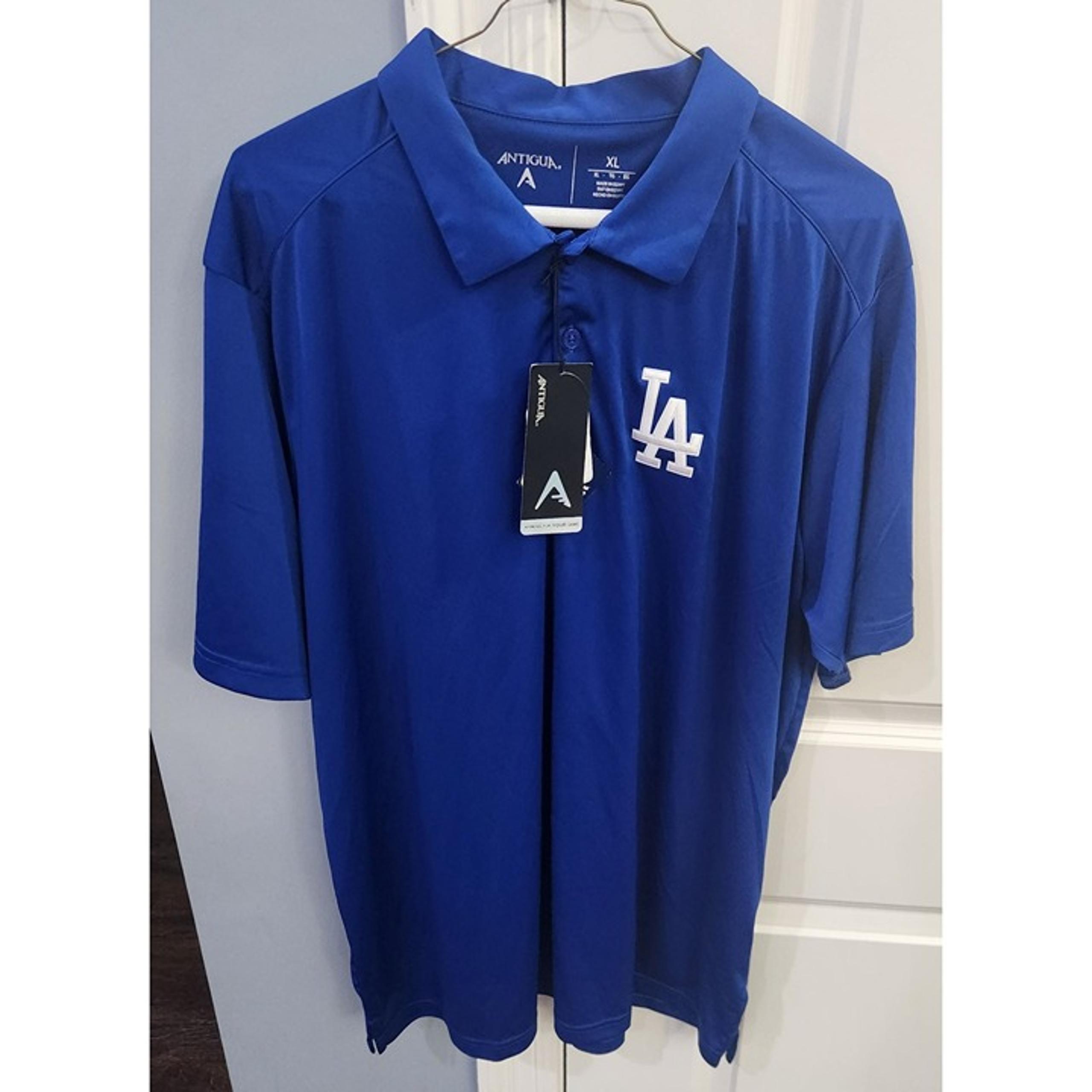Antigua Mens XL Royal Blue LA Dodgers Polo Shirt Lightweight Polyester