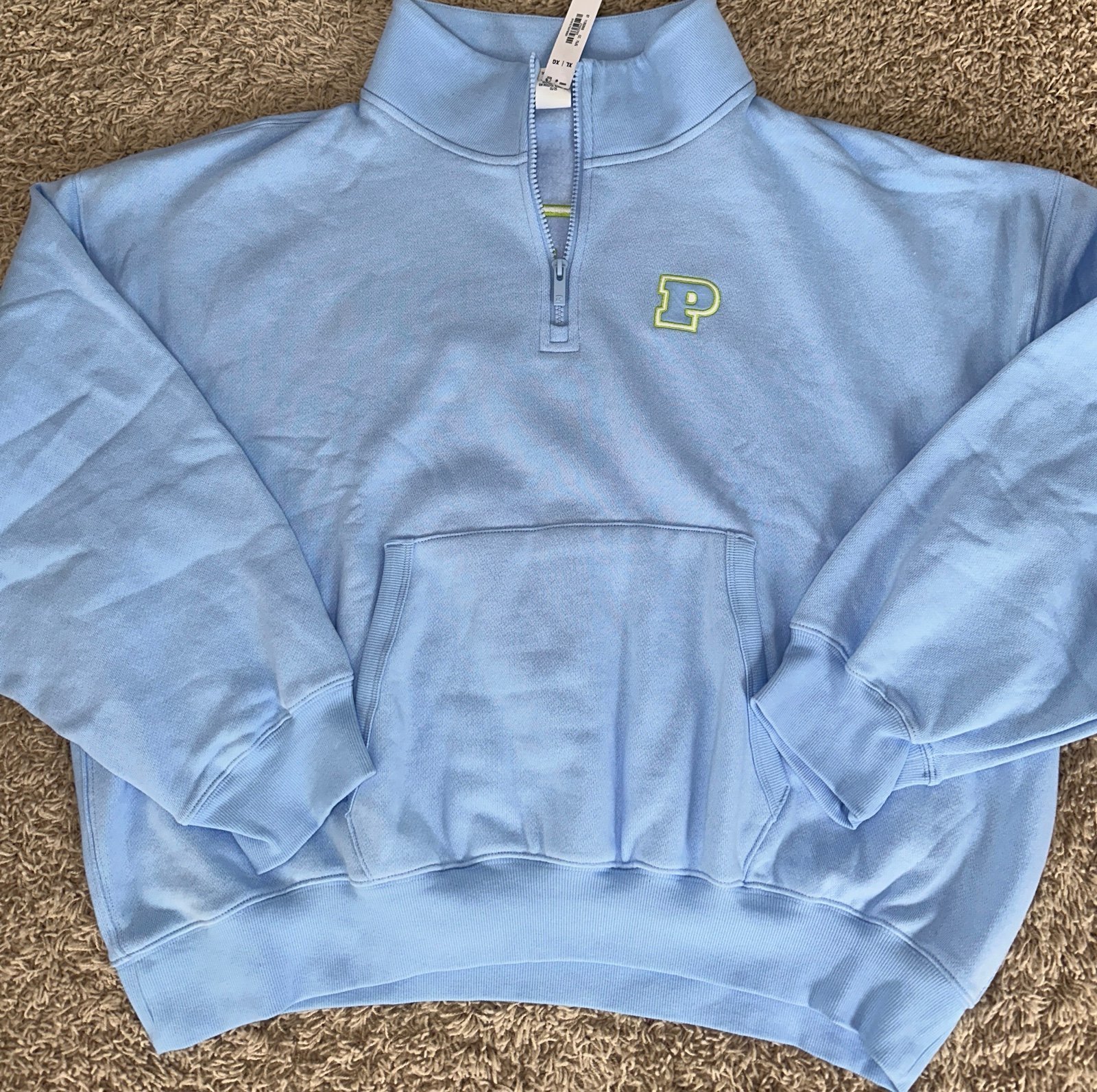 VS PINK Pullover Sweatshirt Quarter Zip Size XL NWT Blue Dancer