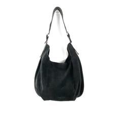 T Tahari Jackie Suede Hobo Bag Handbag Black Boho Oversized Purse