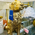Thomasville Golden Retriever Lamp in metallic brushed gold Resin
