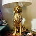 Thomasville Golden Retriever Lamp in metallic brushed gold Resin