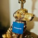 Thomasville Golden Retriever Lamp in metallic brushed gold Resin