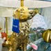 Thomasville Golden Retriever Lamp in metallic brushed gold Resin