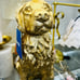 Thomasville Golden Retriever Lamp in metallic brushed gold Resin
