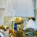 Thomasville Golden Retriever Lamp in metallic brushed gold Resin