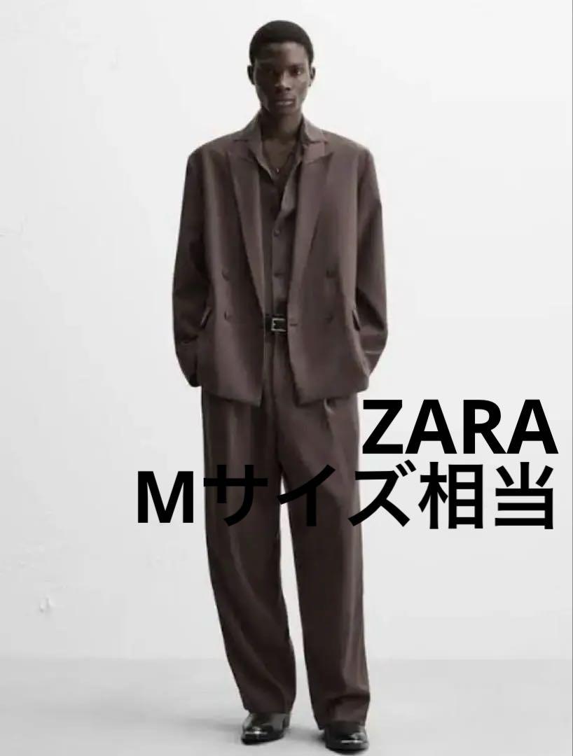 Used ZARA Suit, Burgundy, Double Breasted, Size M