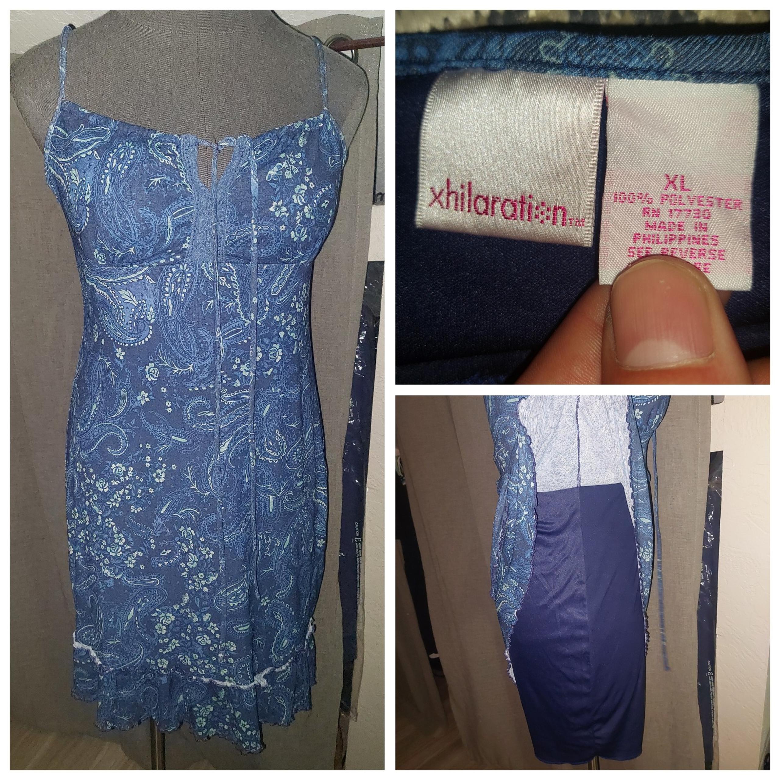 Women's Sz. XL Layered Blue Paisley Summer Midi Dress by Xhilaration