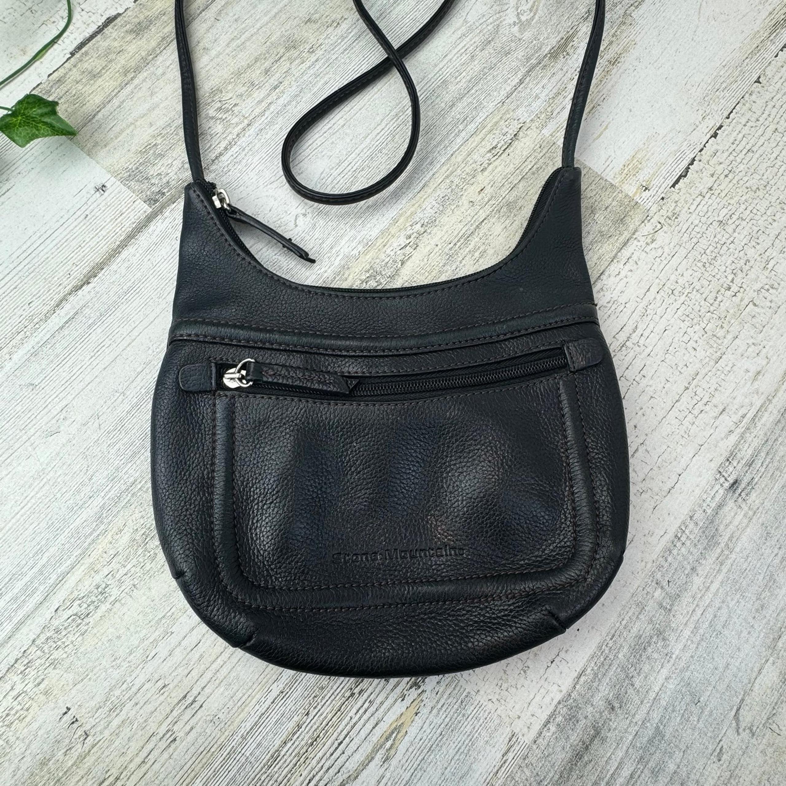 Stone Mountain Small Black Leather Crossbody Bag