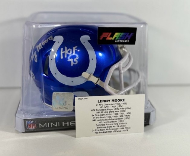 LENNY MOORE SIGNED/AUTOGRAPH MINI HELMET-INDIANAPOLIS COLTS