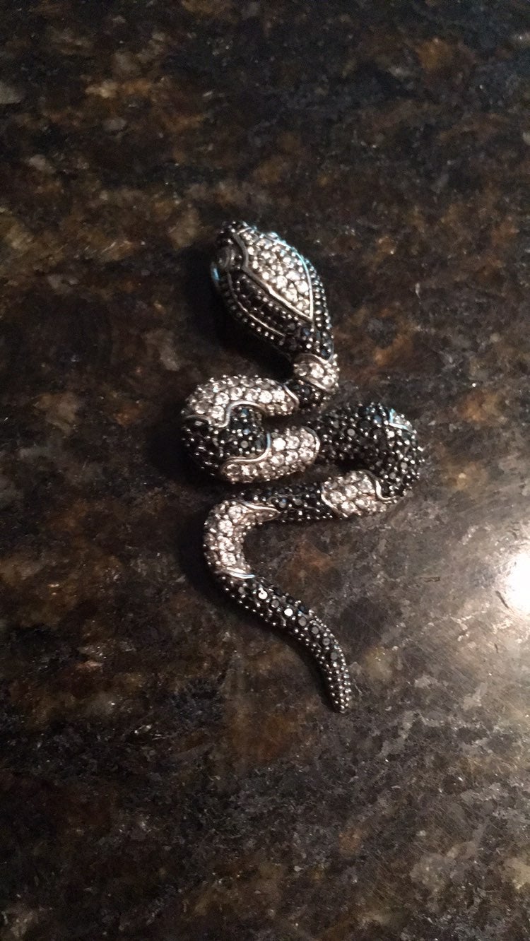 Crystal & 925 Silver Snake Pendant