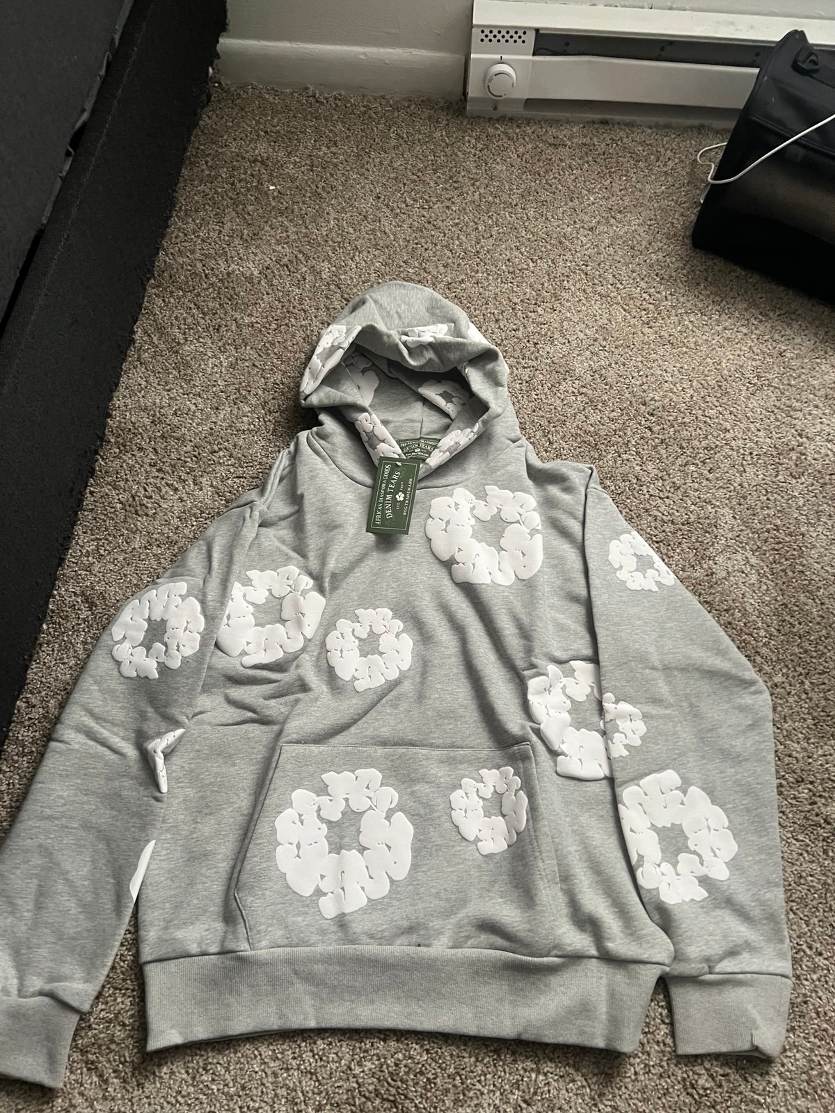 Grey-Denim tear Hoodie