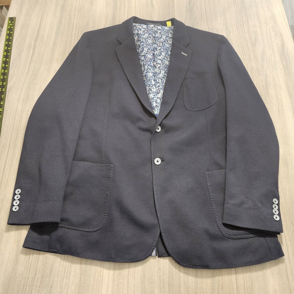 Robert Graham Blazer Men 44R Navy Blue Modern Fit Unstructured Sport Coat