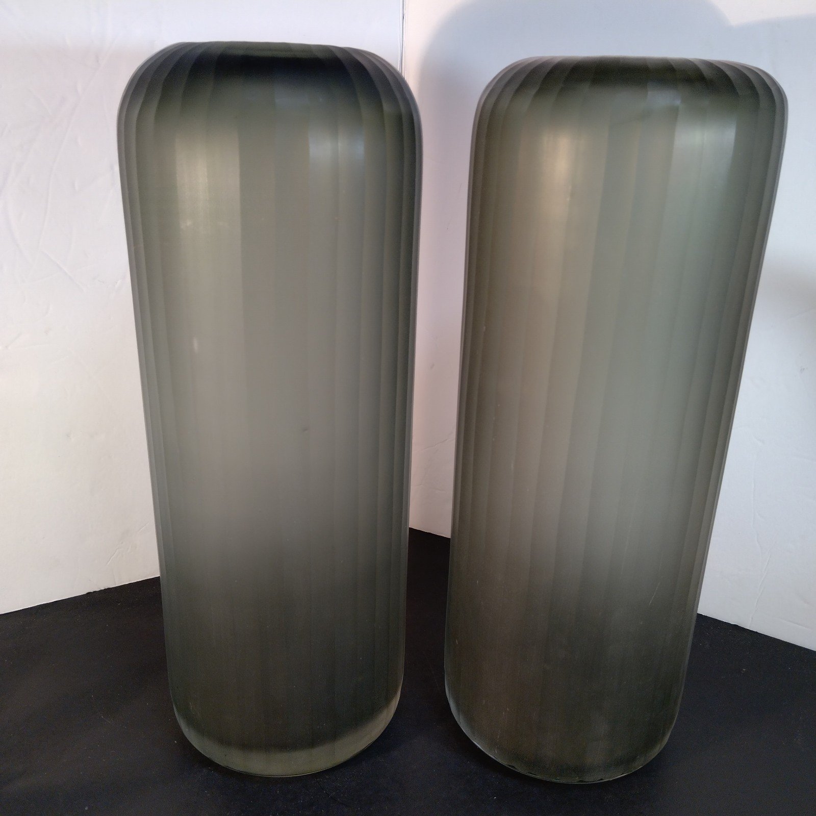 Pair large Murano gray glass vases