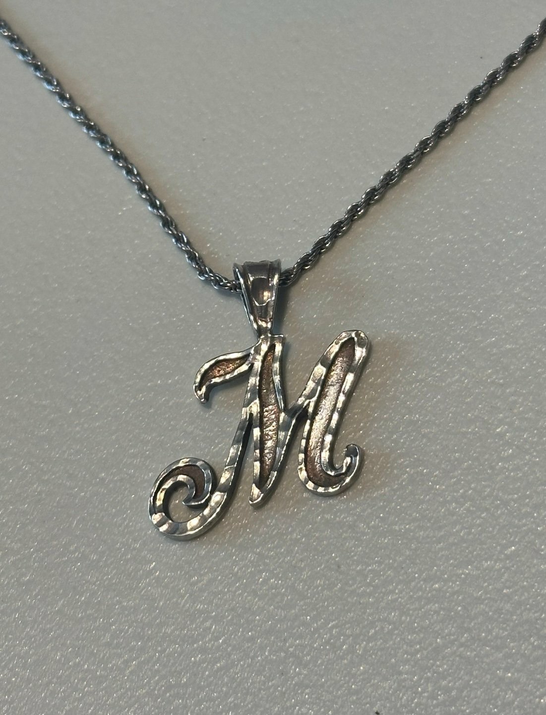 Sterling silver ‘M’ initial necklace