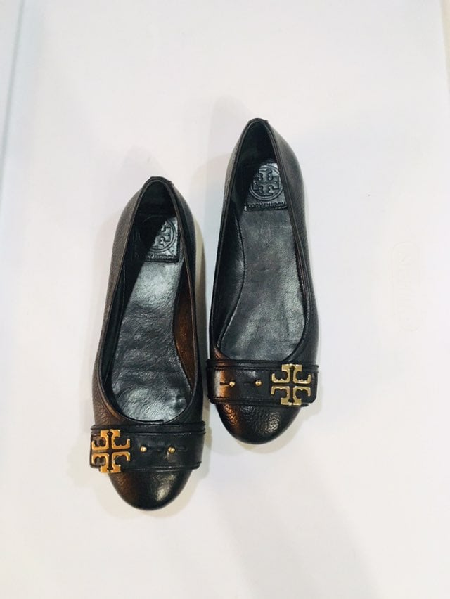 Tory Burch Black Leather Flats Sz 7