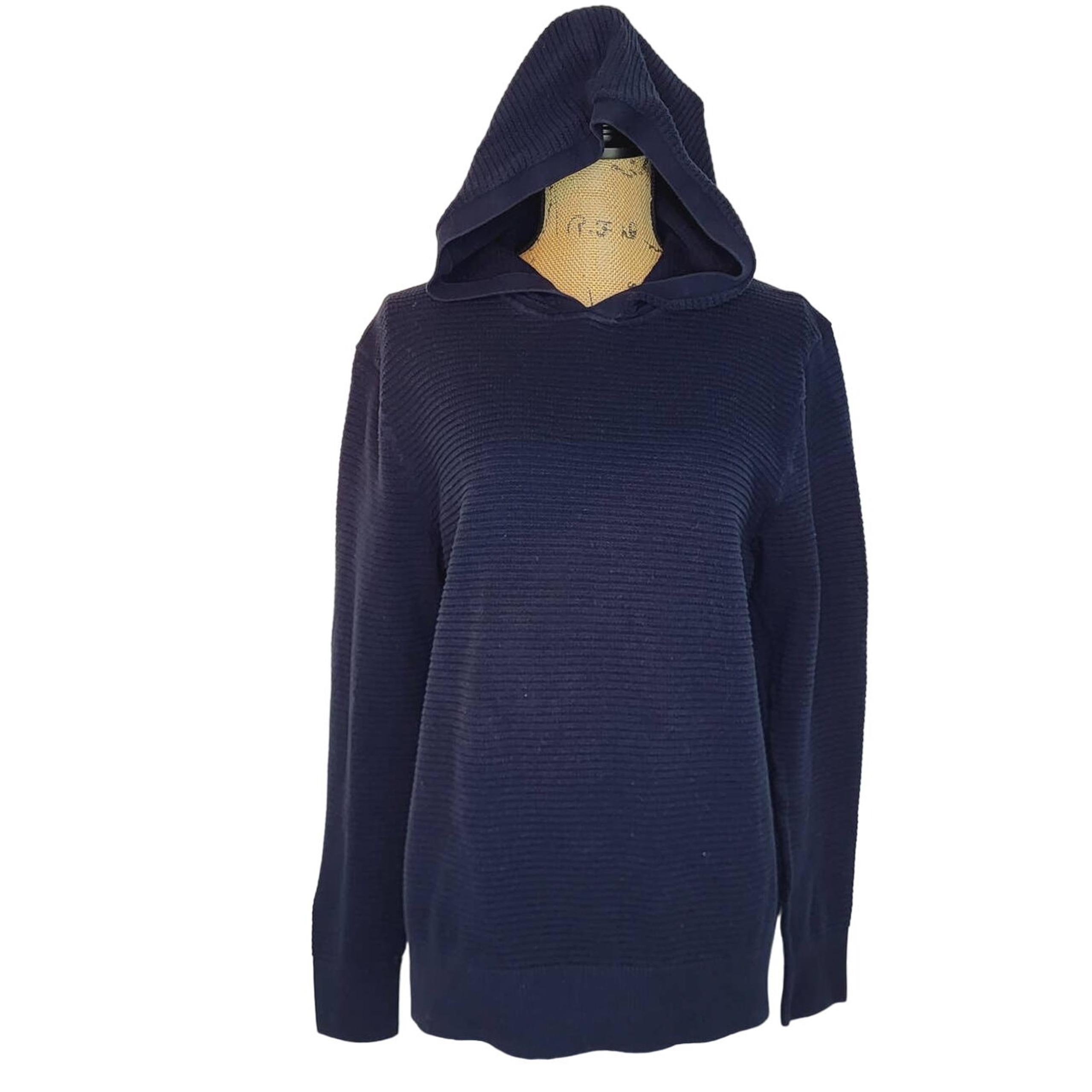 Banana Republic Navy Blue Supima Cotton Knit Hoodie Sweater Size Large