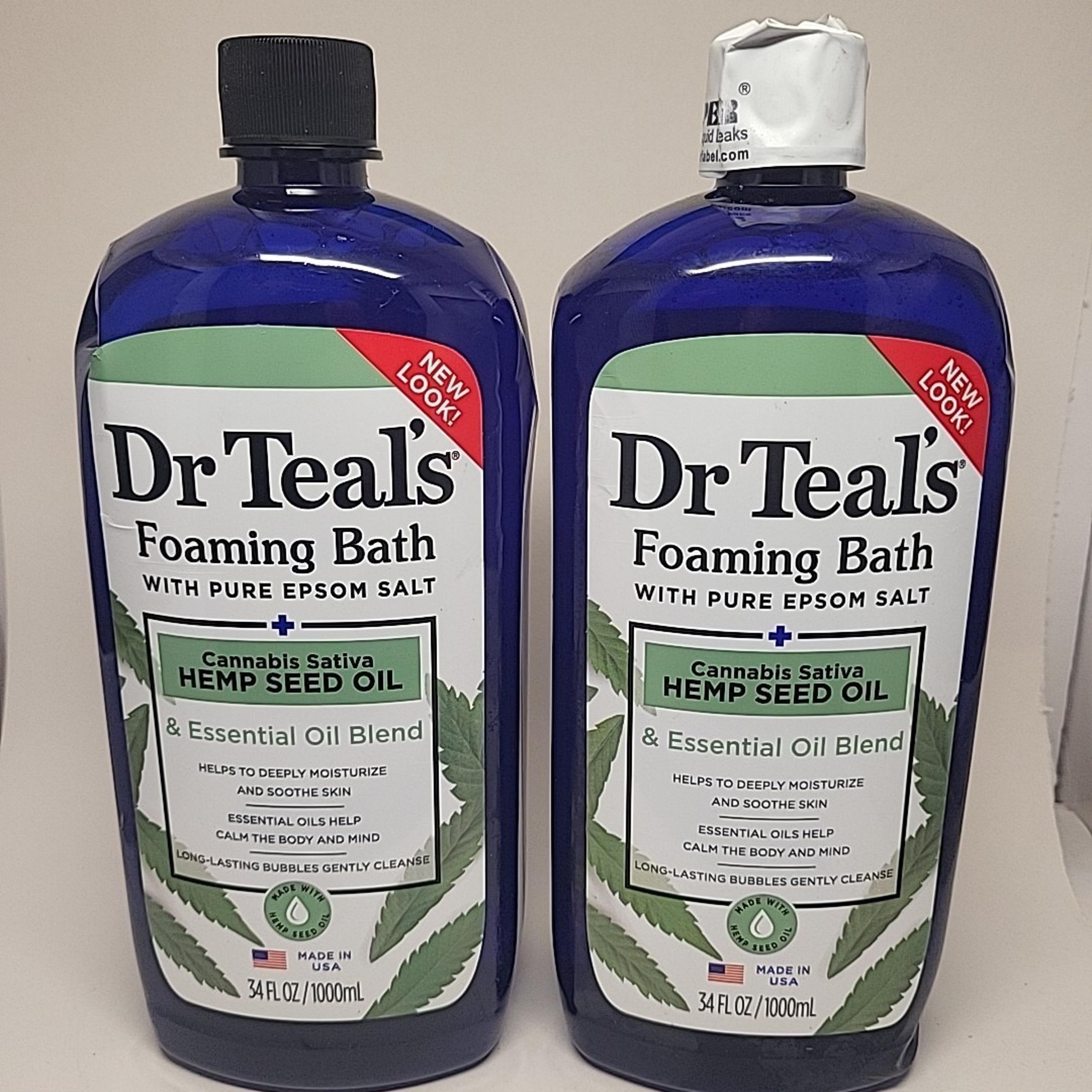 Dr Teal's 34 Oz Hemp Seed Oil Foaming Bath With Pure Epsom Salt, 2 Pack