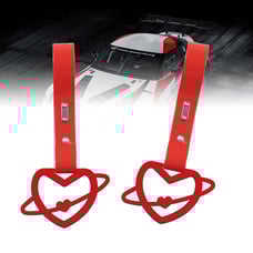 BRAND NEW 2PCS SPACE HEART RED JDM TSURIKAWA RING Red Handle Strap Drift Charm