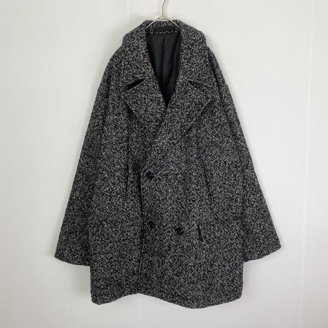 Takeo Kikuchi Peacoat, Excellent Condition, Herringbone Tweed-like Fabric P-Coat