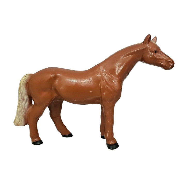 Vintage Hubley Cast Iron Horse Metal Hollow Hand Painted Figurine Chestnut