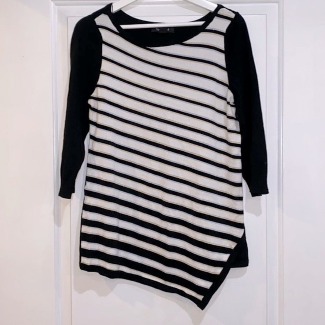 White House Black Market stripped asymmetrical sweater size medium