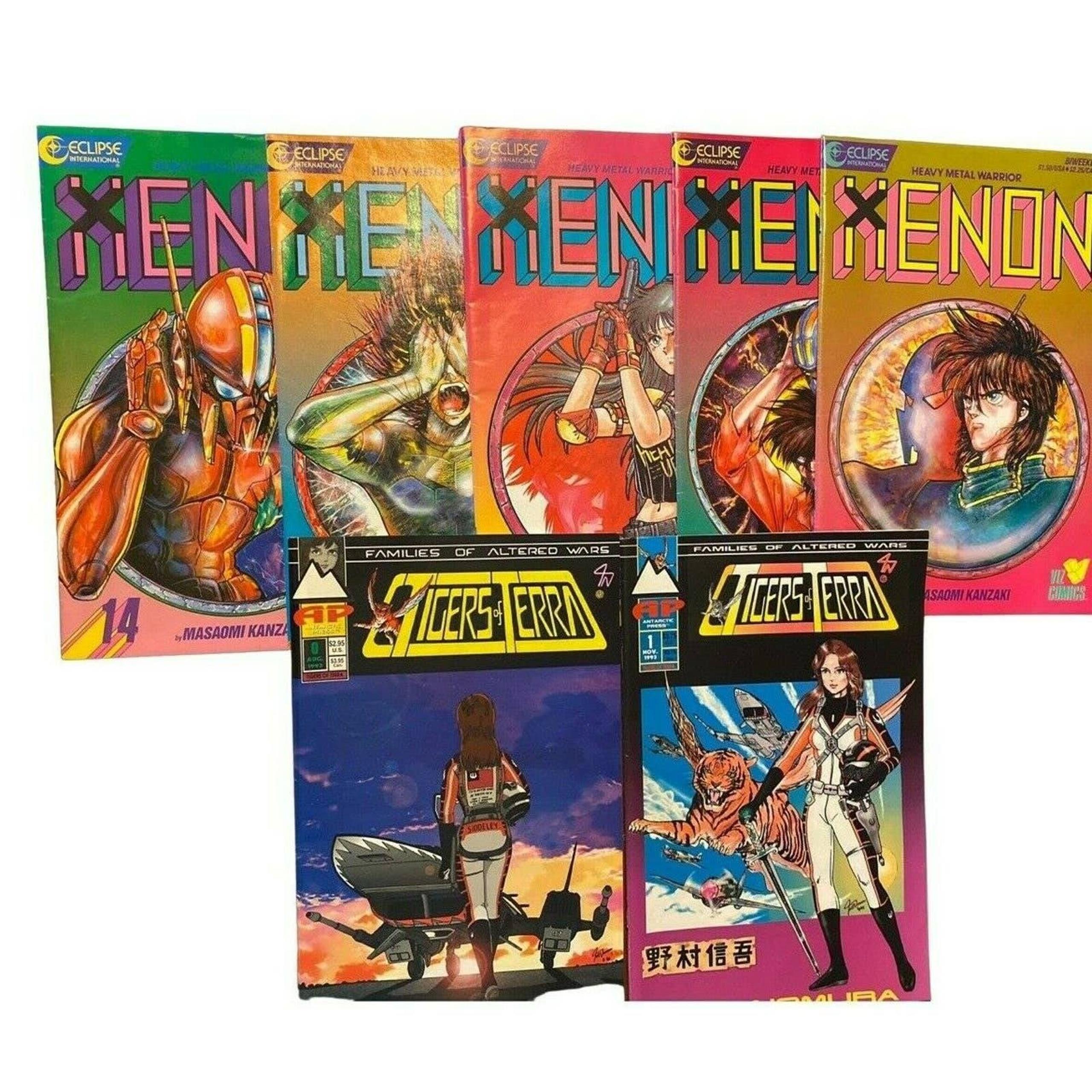 vintage manga Comic 1988 Lot Tigers Of Terra Xenon heavy Metal warrior 7 Books