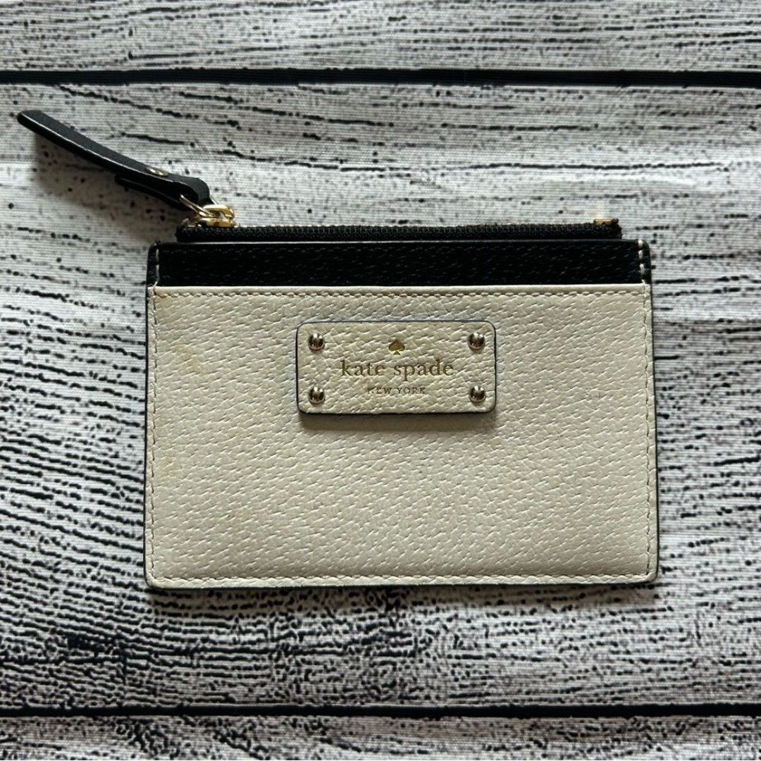Kate Spade Adi Grove Street leather card holder in black/cream