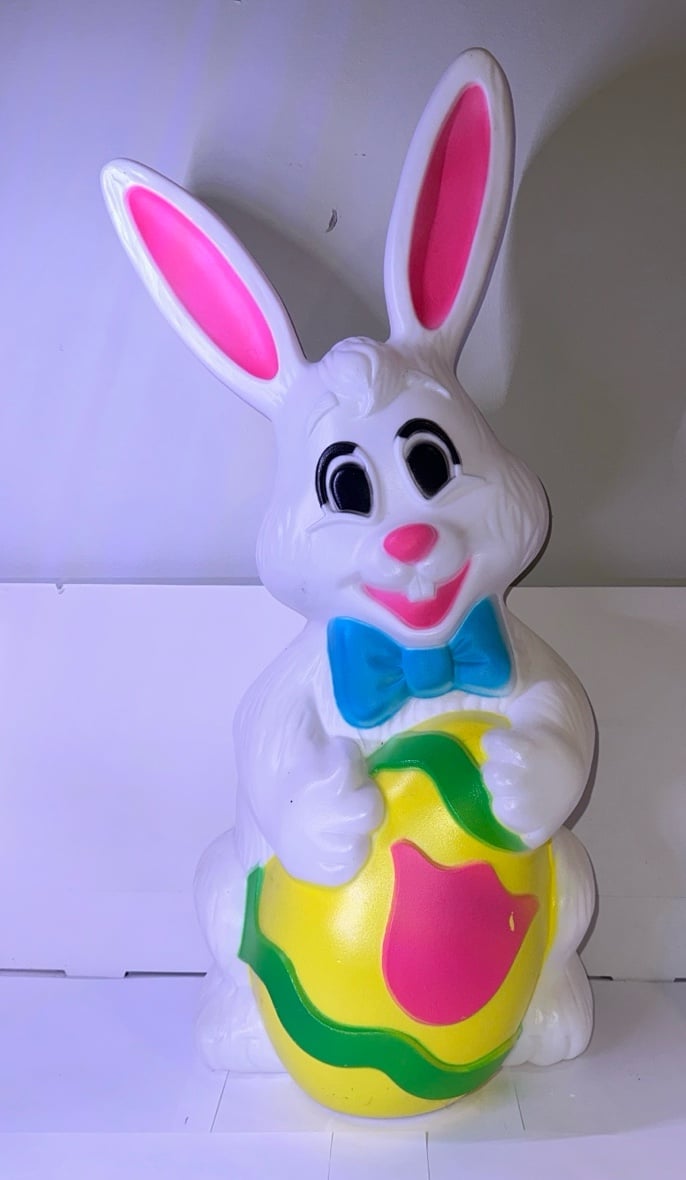 Bunny blowmold Sun hill 27in Easter egg bow tie vintage light up