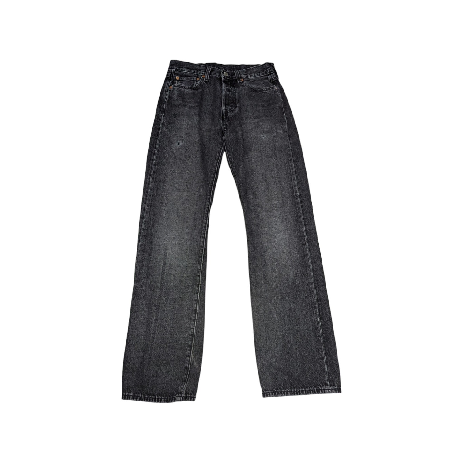 Levi's Premium 501 Jeans Straight Leg Denim Charcoal Black Gray Button Fly 29