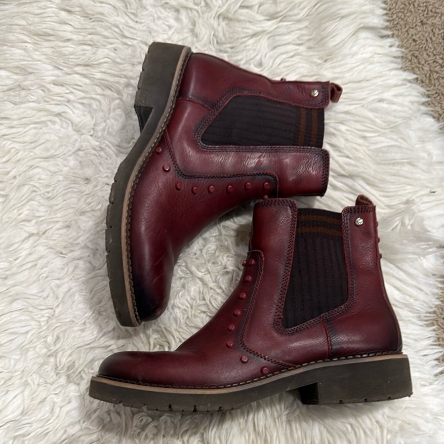 Pikolinos Womens 'Vicar WOV-8622' Ankle Boots In Burgundy Size 40 US 9.5/10
