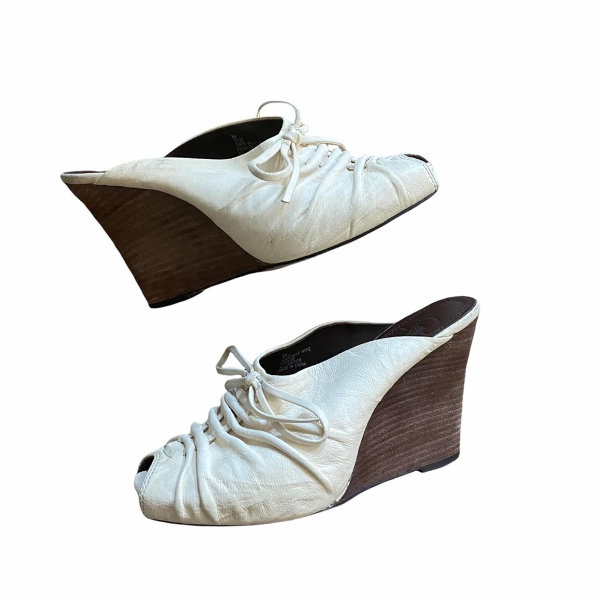 Frye Mules White Leather Gwen Slip on Clogs 90s Y2K Western Women's 8