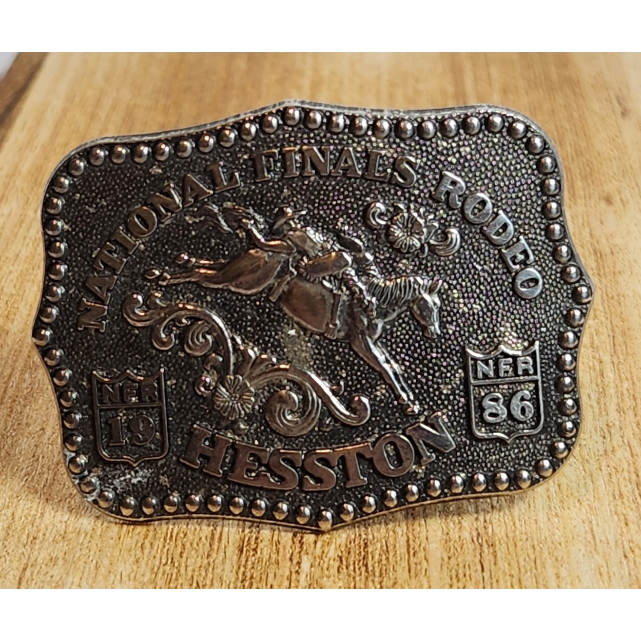 Vintage Collector Mini NFR Belt Buckle 1986 4th Edition Ann. Series Signed