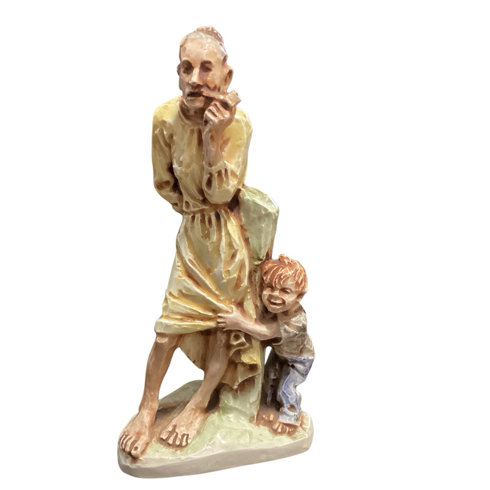 Rate Vintage John Nickerson pottery figurine - Grandma w/ Pipe & Grandson Crying