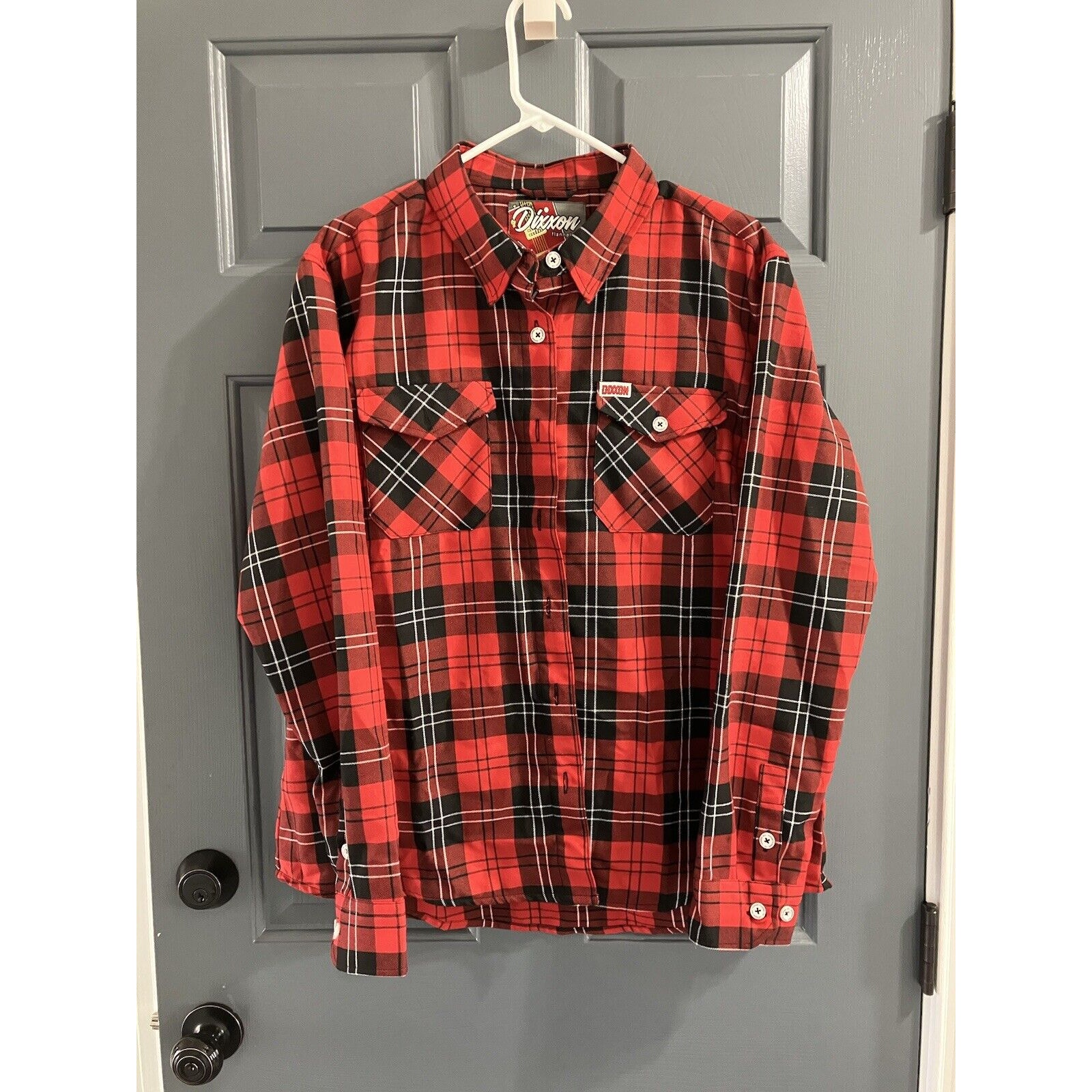 Dixxon Bo Diddley Men's Red,Black & White Plaid Button Flannel Size XL