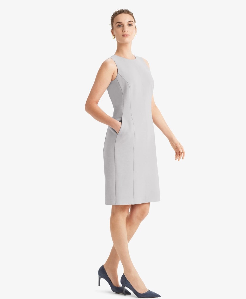 MM. Lafleur The Constance in Pewter Nep Suiting Sleeveless Sheath Dress 8