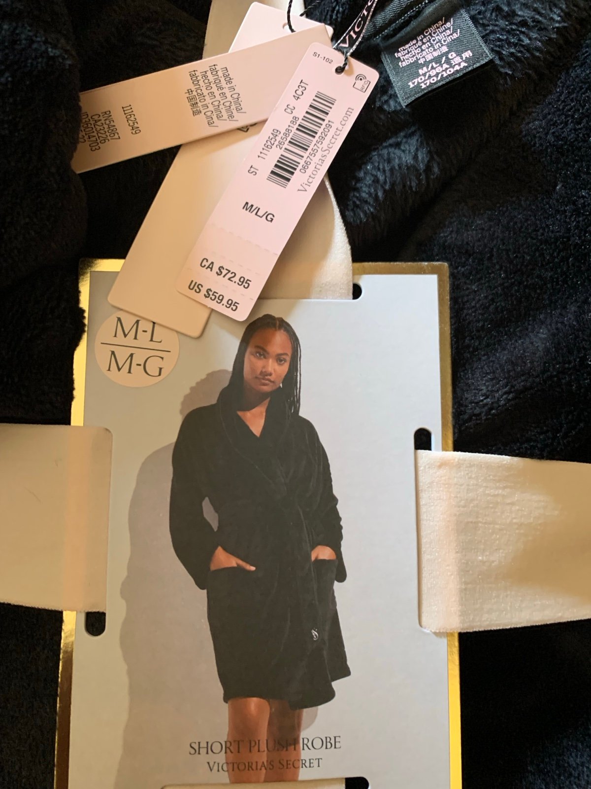 Victoria’s Secret Black Short Plush Robe (M/L) - BNWT