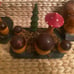 Lot vintage ukrainian wood mushroom moss display folk art cottage core Rare!!!