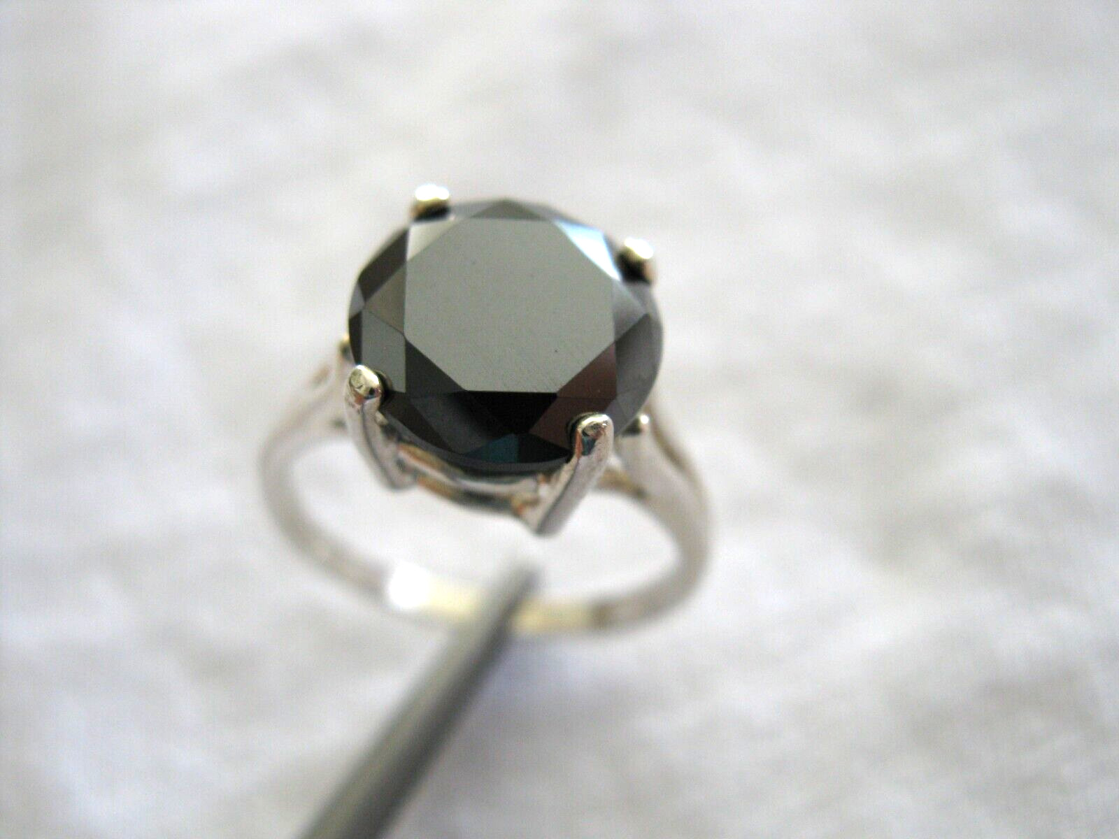 4.08ct NATURAL REAL BLACK DIAMOND RING,FREE DIAMOND TESTER, CERTIFICATE, SIZE 9