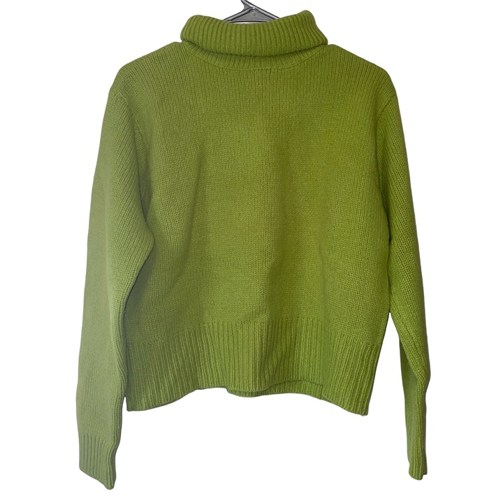 J.Crew Womens Green Lambswool Turtleneck Sweater Size S