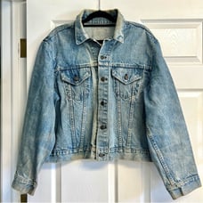 VTG Levis 70505 0217 Denim Trucker Jean Jacket Mens XL Red Tab Distressed
