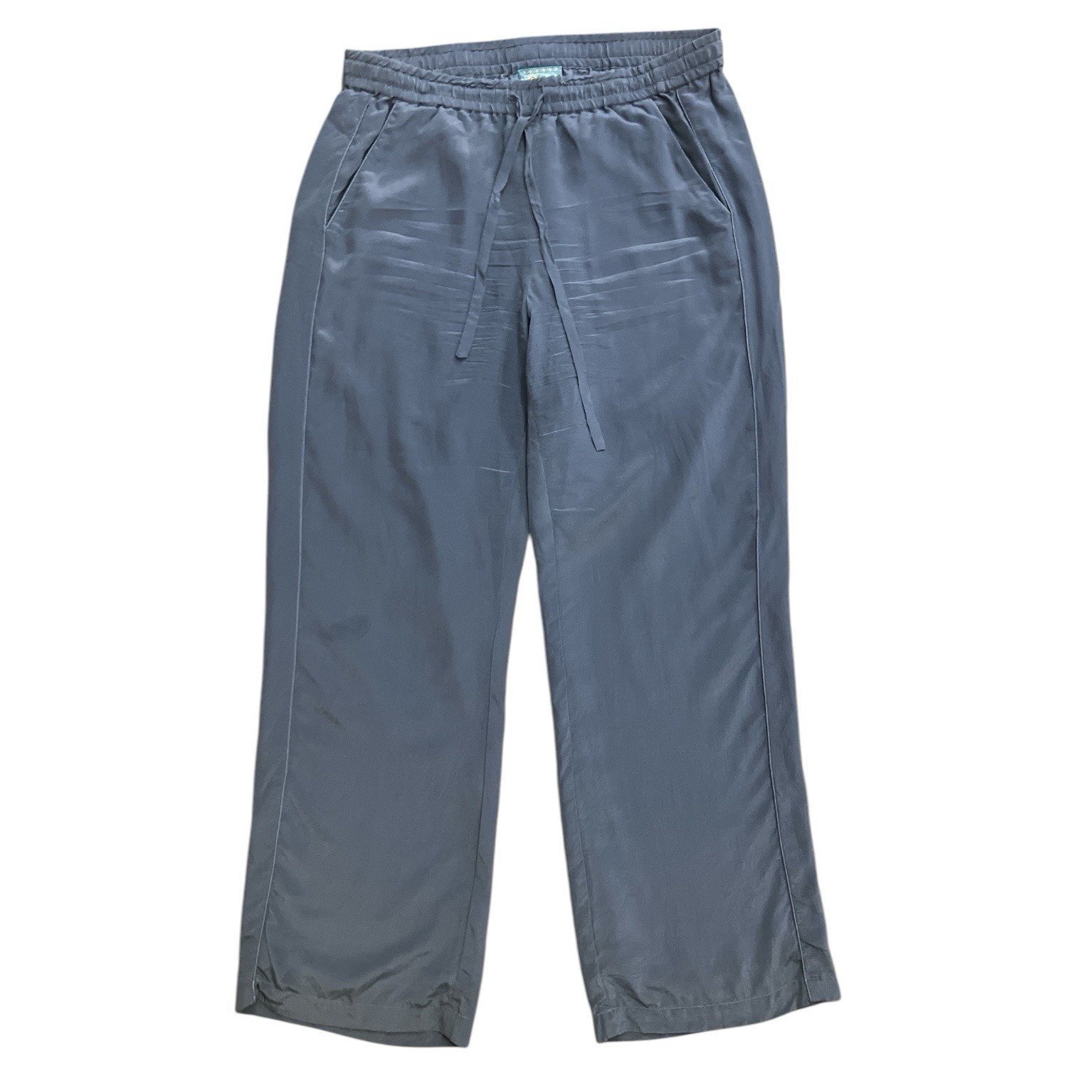 Johnny Was Valeria Silk Easy Pants Womens Size Small Wide Leg Pull On Gray Blue