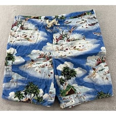 Polo Ralph Lauren Boardshorts Mens 38 Vintage Blue Hawaiian Beach Print
