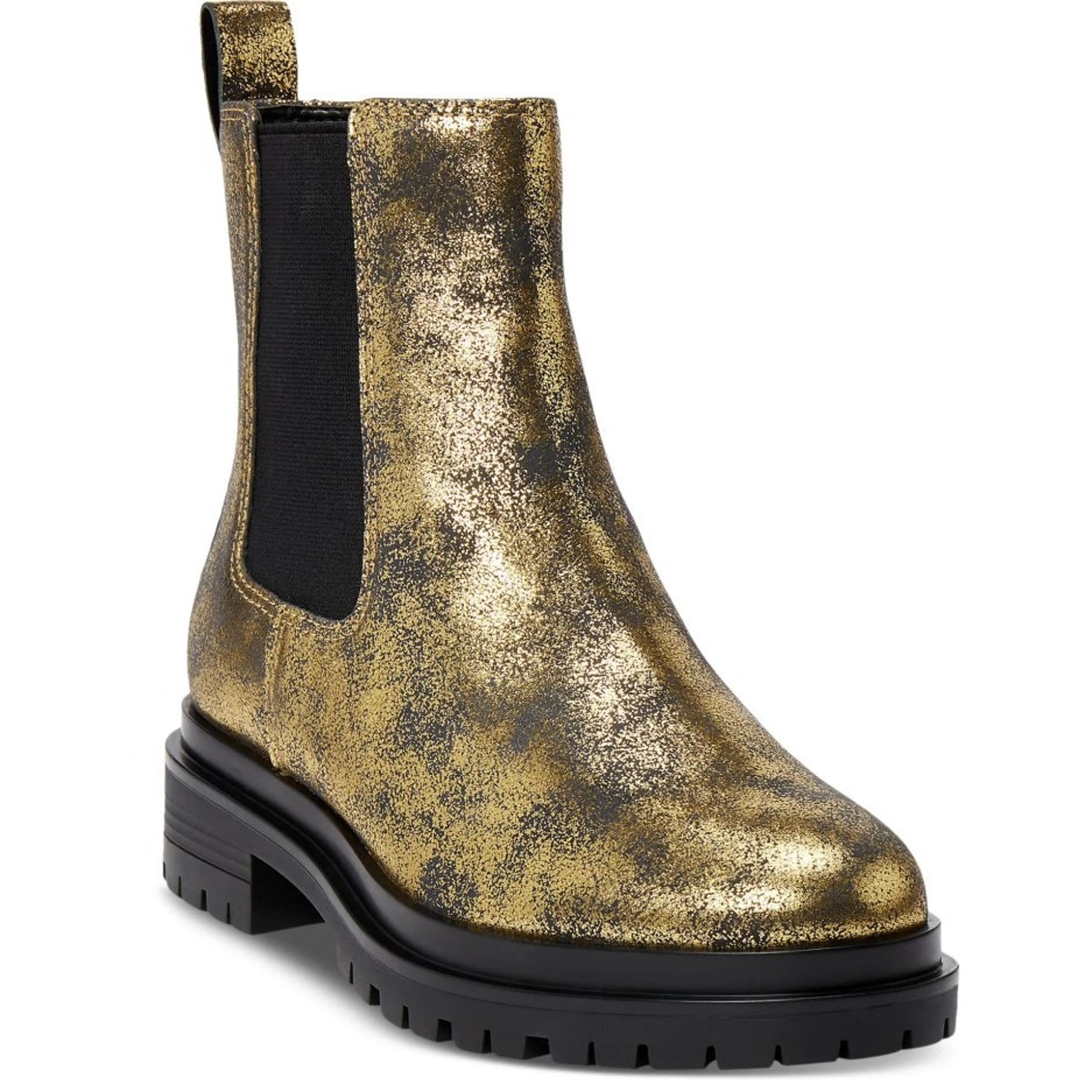 Ralph Lauren Womens Corinne Leather Distressed Metallic Booties Size 7.5