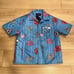 NWT Homme + Femme Doodle Puffer Shirt Snap Down Short Sleeve Size M