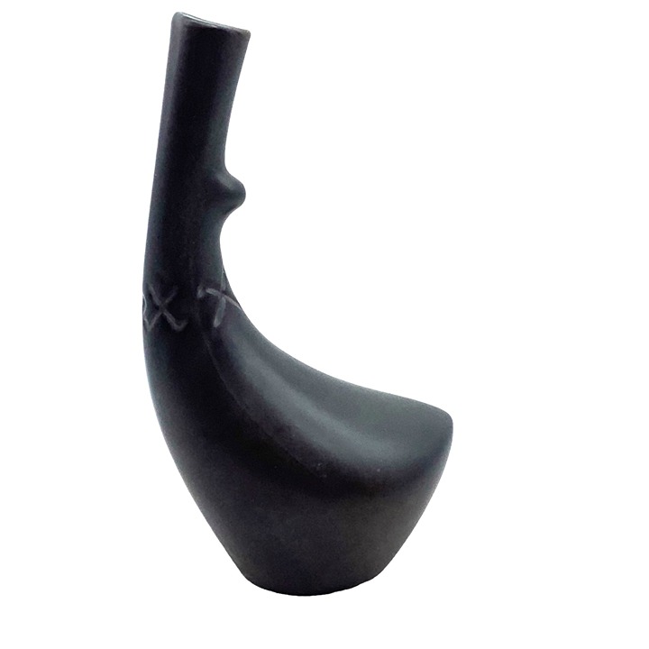 Modern Minimalist Abstract Smooth Vase Decor Engraved Etched X Black Ceramic