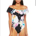 Trina Turk Swimsuit NWT Off Shoulder Floral One Piece Ruffled Womens Size 4 162