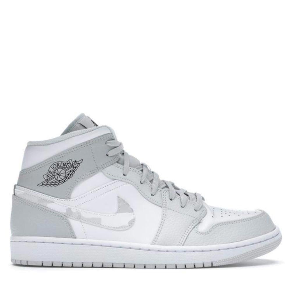 Nike Air Jordan 1 Mid SE GS Swoosh Logo - Grey Camo Size 7