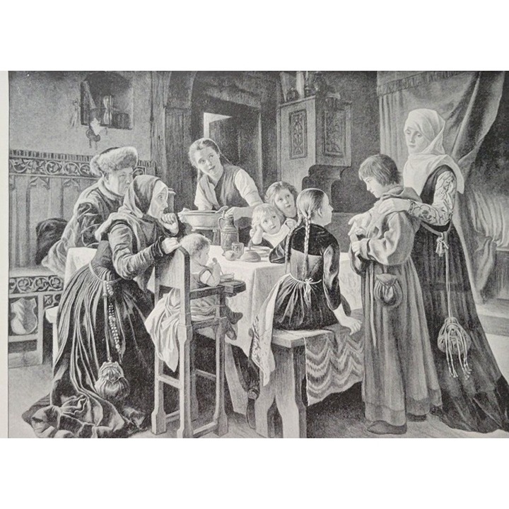 MARTIN LUTHER AT THE HOME OF URSULA COTTA by Gustav Adolf Spangenberg 1894 Print