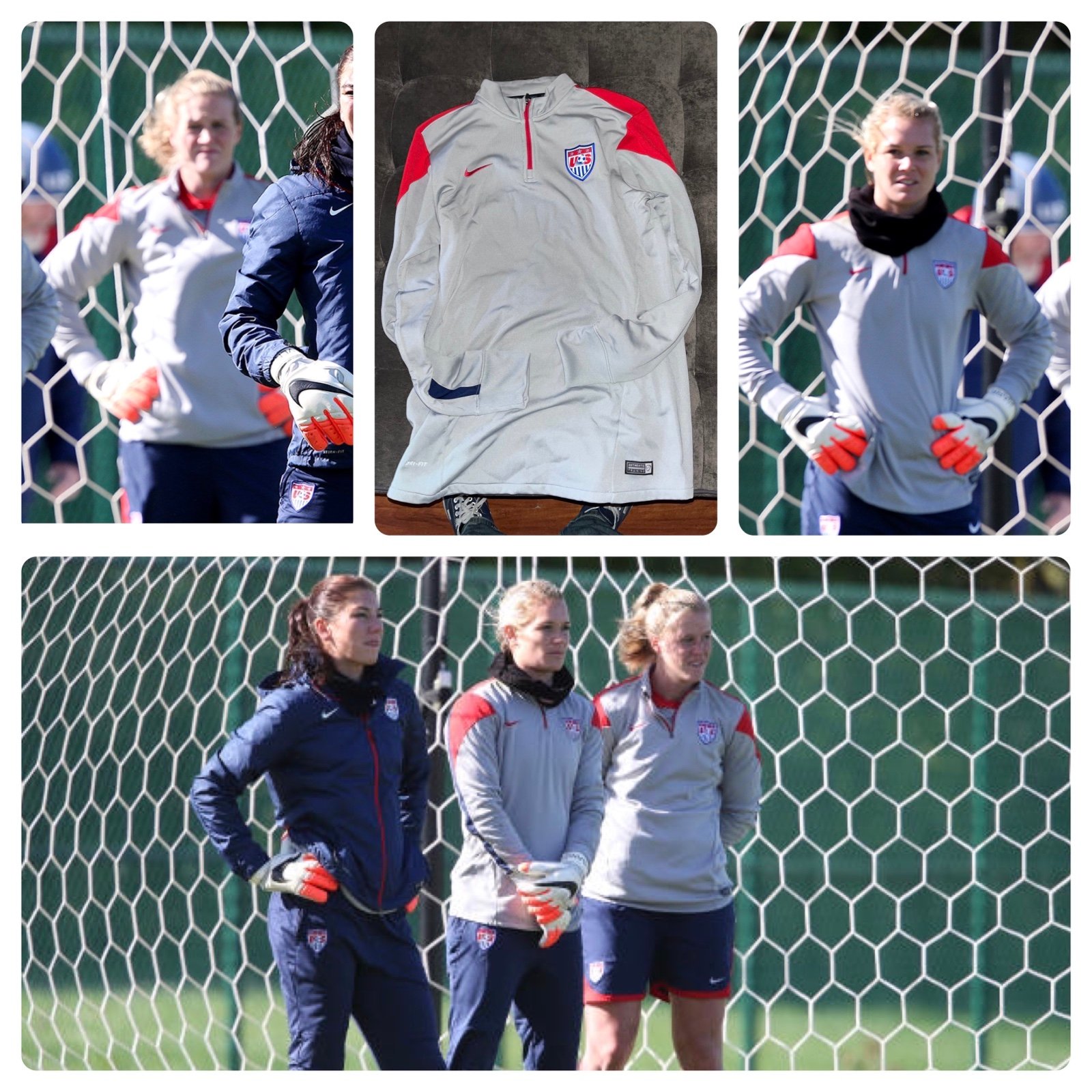 NIKE USA WOMENS SOCCER NATIONAL 14/15 PLAYER ISSUE TRAINING MIDLAYER PULLOVER L