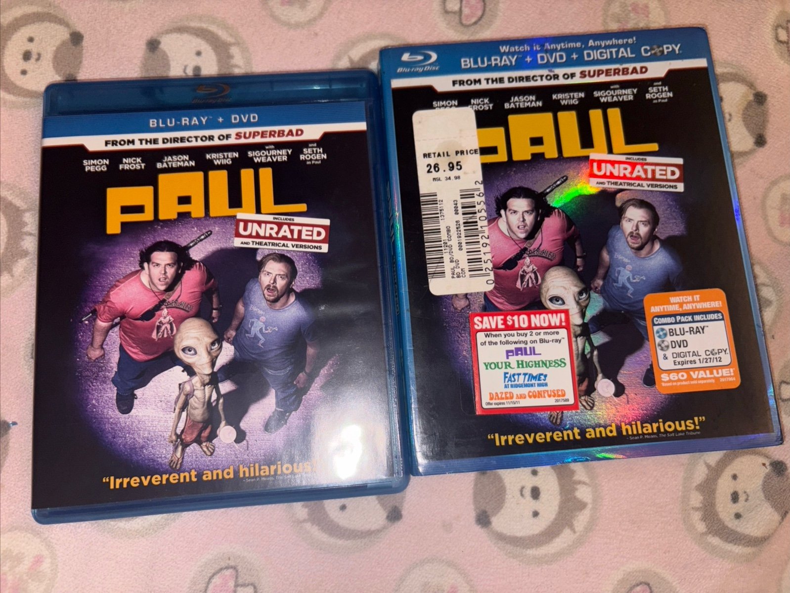 PAUL Brand New Sealed Blu-ray + DVD Unrated Combo Pack W/ Slipcover Rare